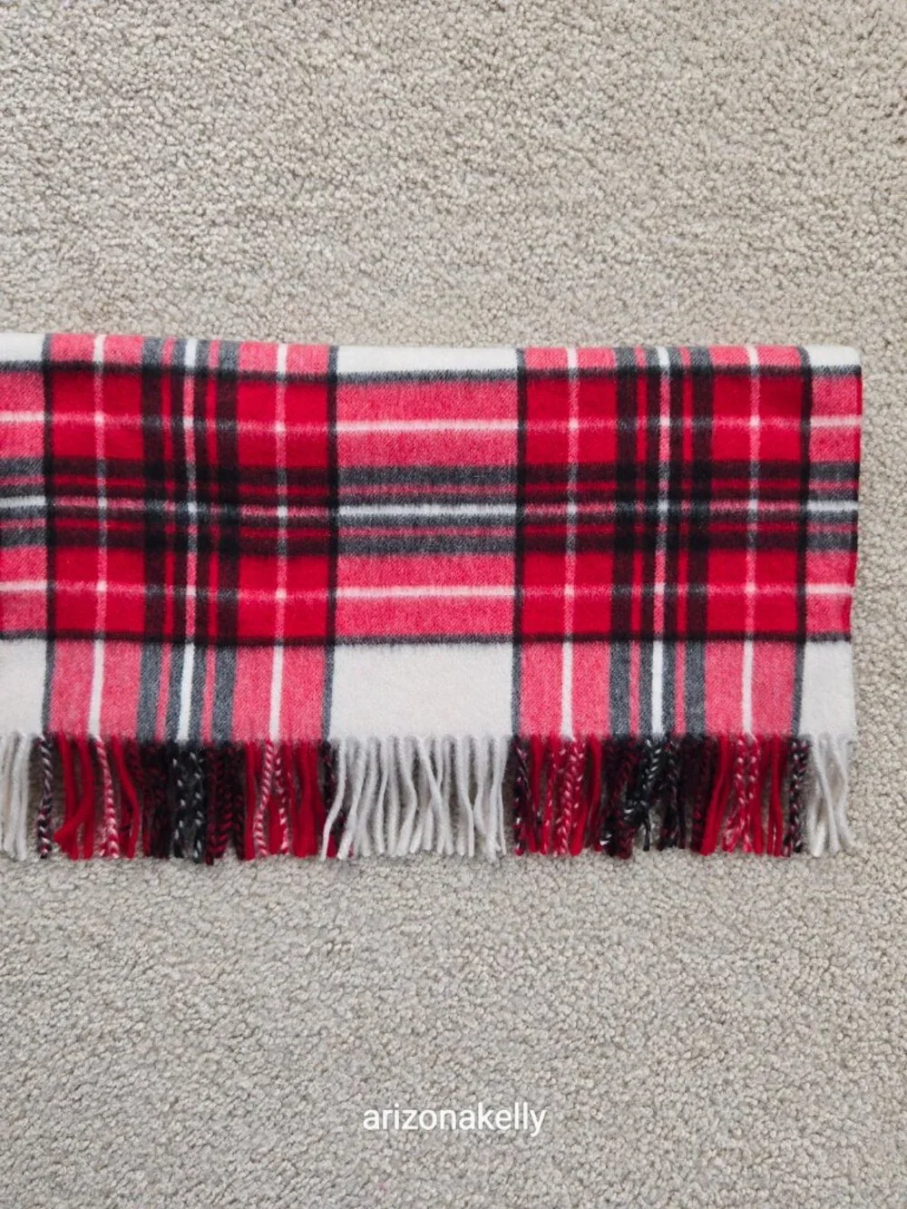 NWT Talbots Cashmere Scarf Red, White, and Black Plaid